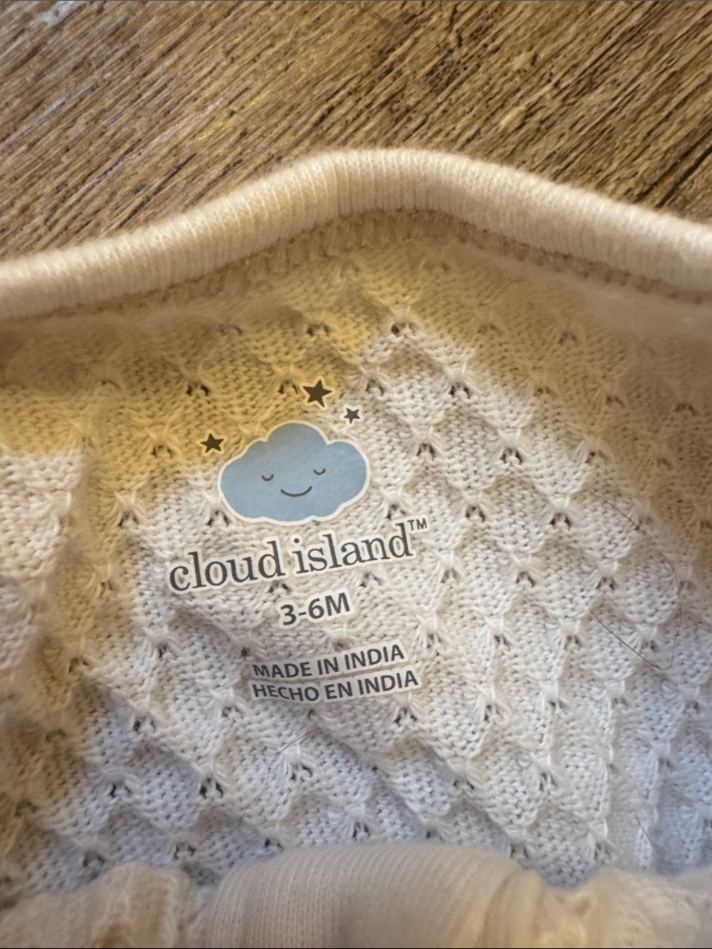 cloud island Cream Textured Knit Baby One-Piece - Picture 2 of 3